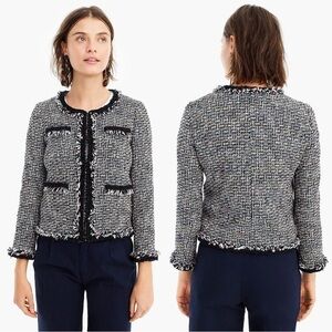 J.Crew Women’s Lady Jacket Boucle Tweed Blazer Suit Black White Multi Color Sz 6
